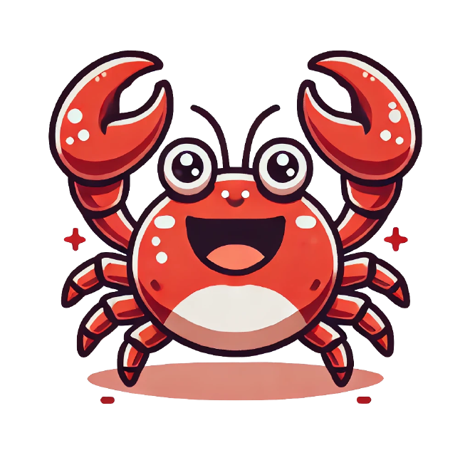 A happy and enthusiastic crab.