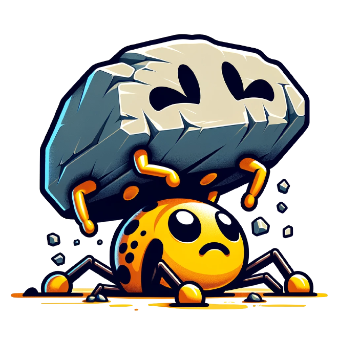 A bug getting crushed by a rock.