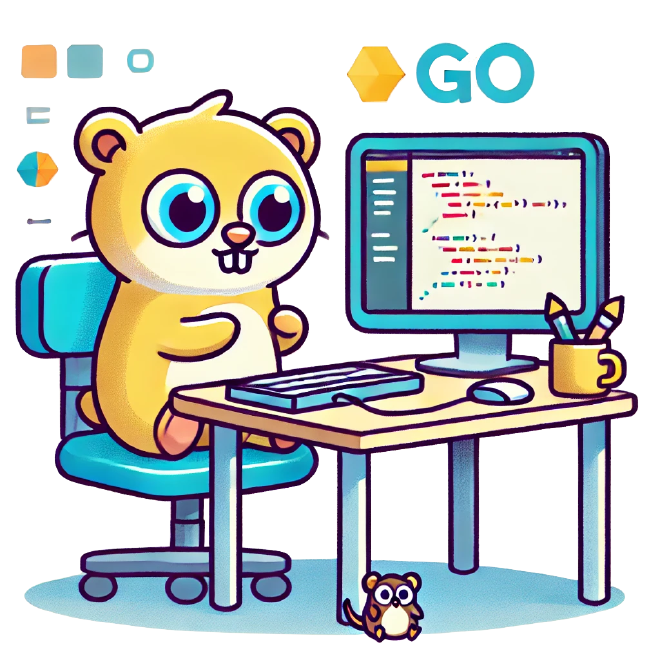 A gopher writing Go code.