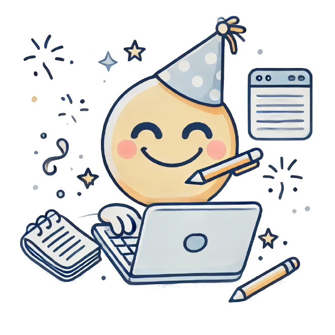 A happy party blogger.